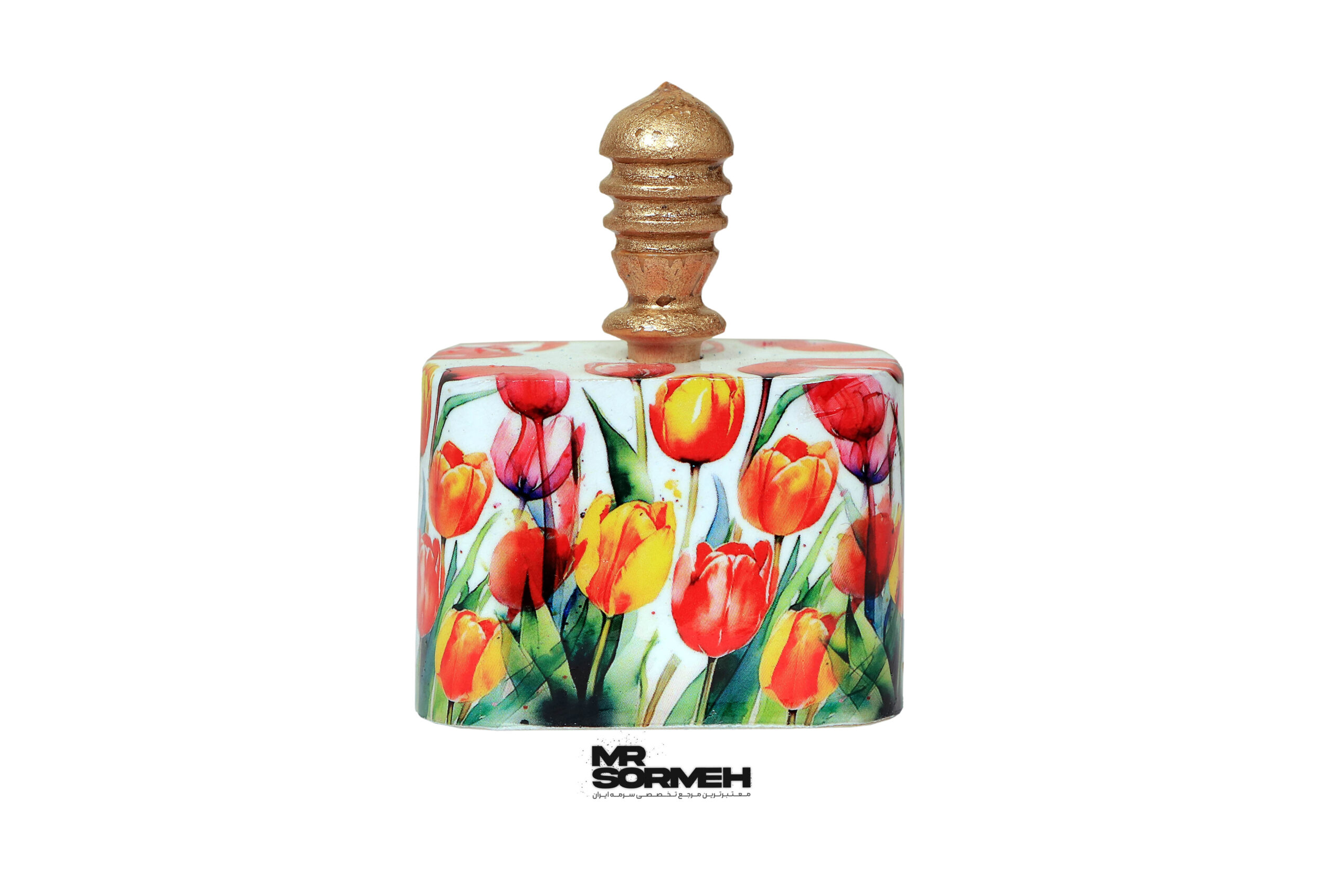 سرمه دان چوبی رومیزی دکوپاژ طرح لاله زار H-1010