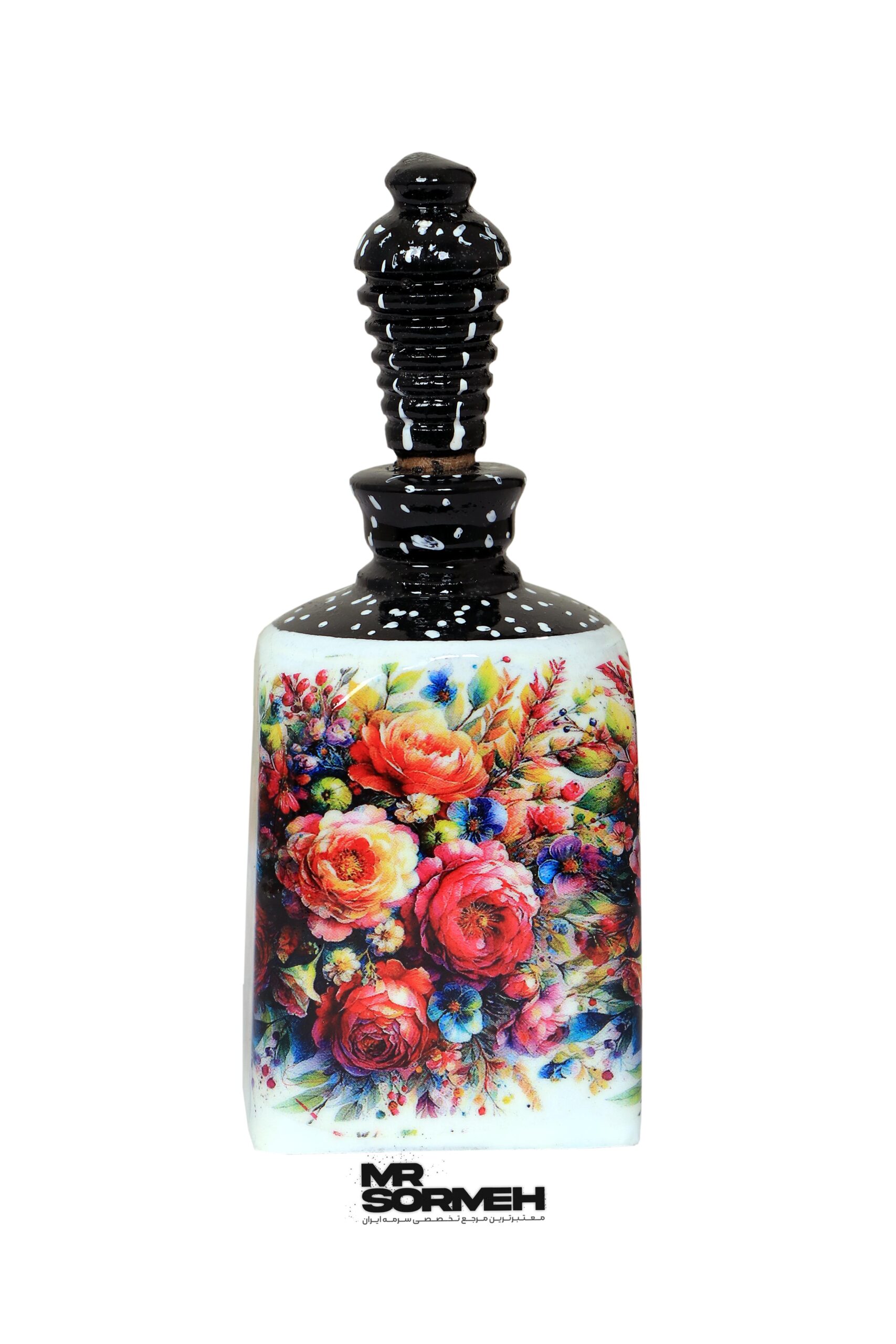 سرمه دان چوبی رومیزی دکوپاژ طرح شاه سفید H-1014