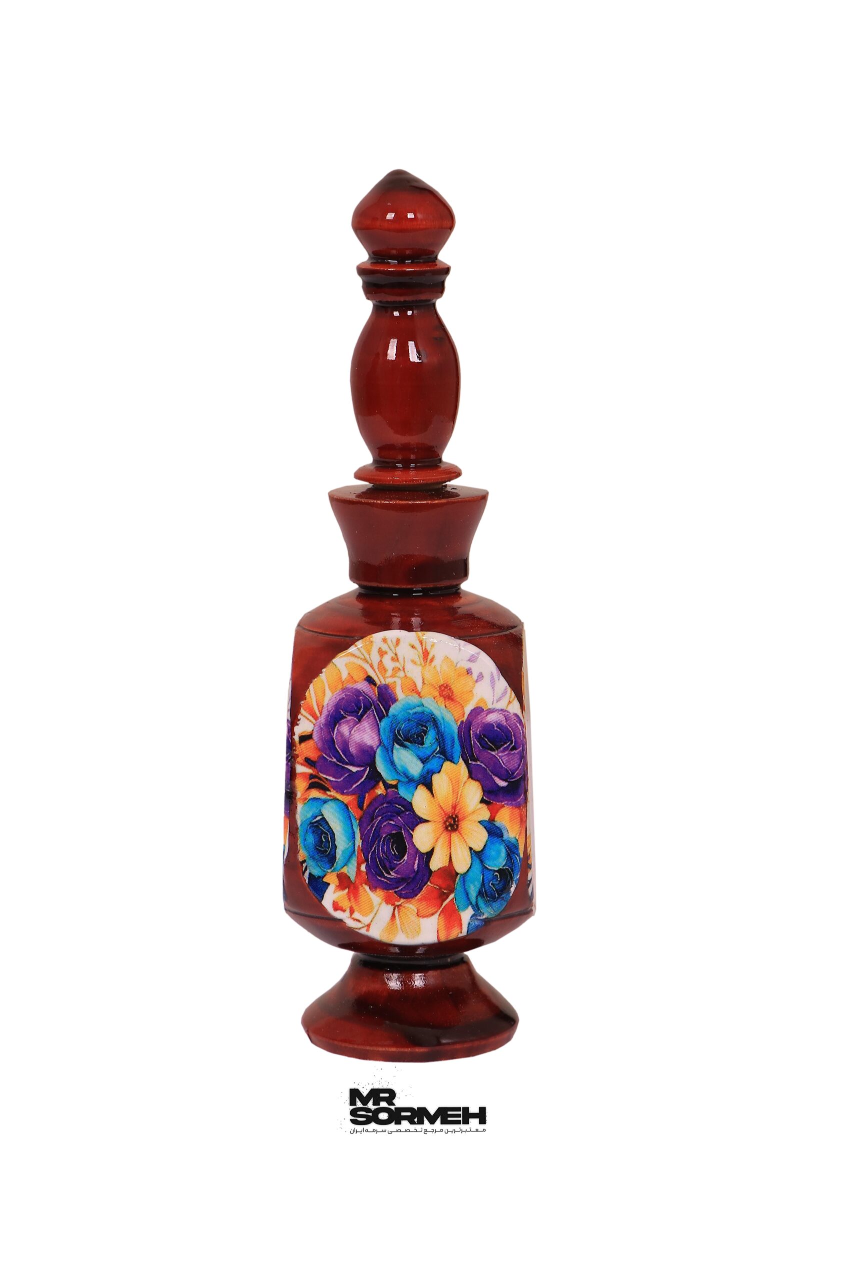 سرمه دان چوبی رومیزی دکوپاژ طرح شاه قهوه ای قاب دار H-1015