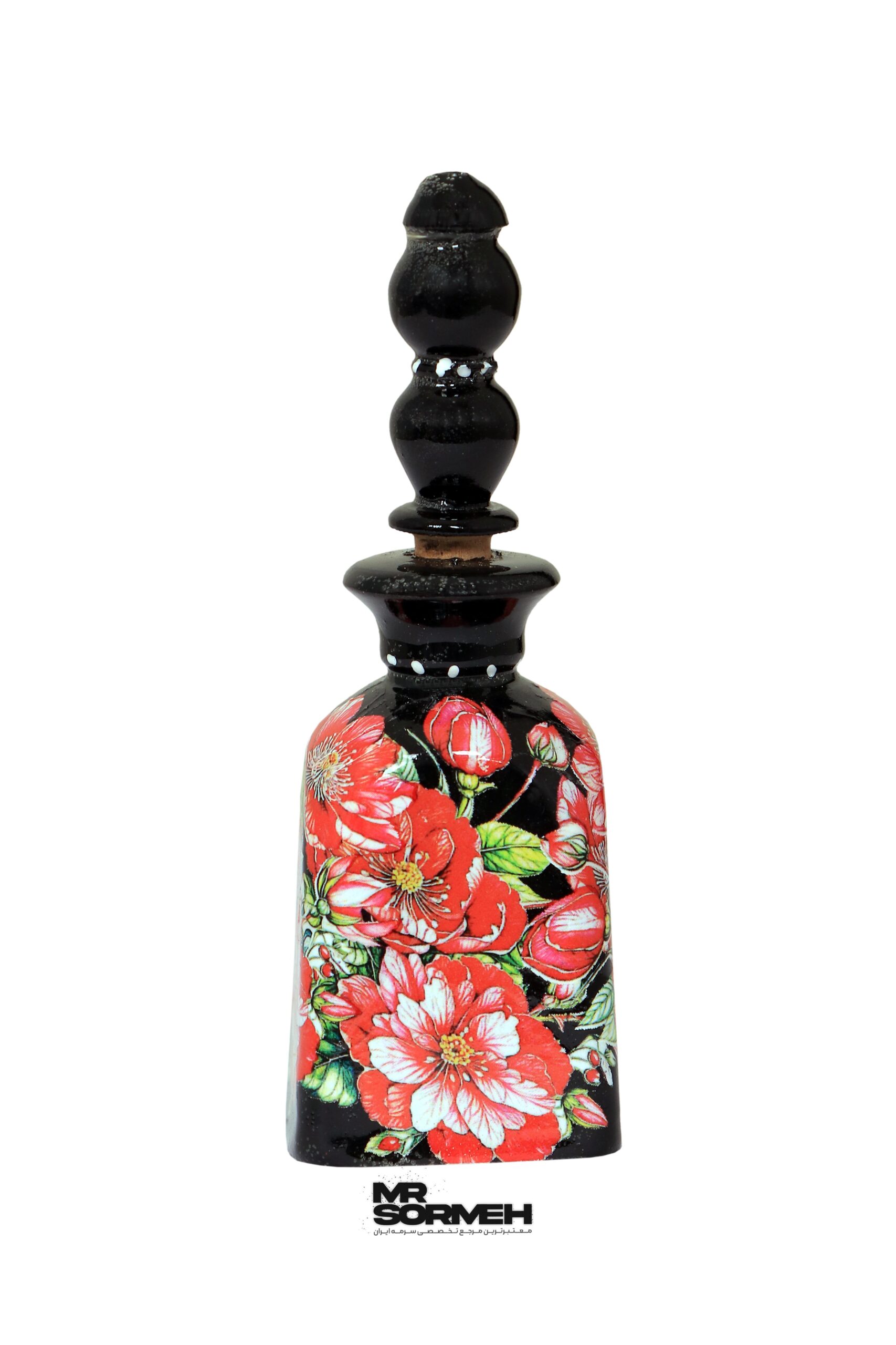 سرمه دان چوبی رومیزی دکوپاژ رنگی طرح شاه H-1016