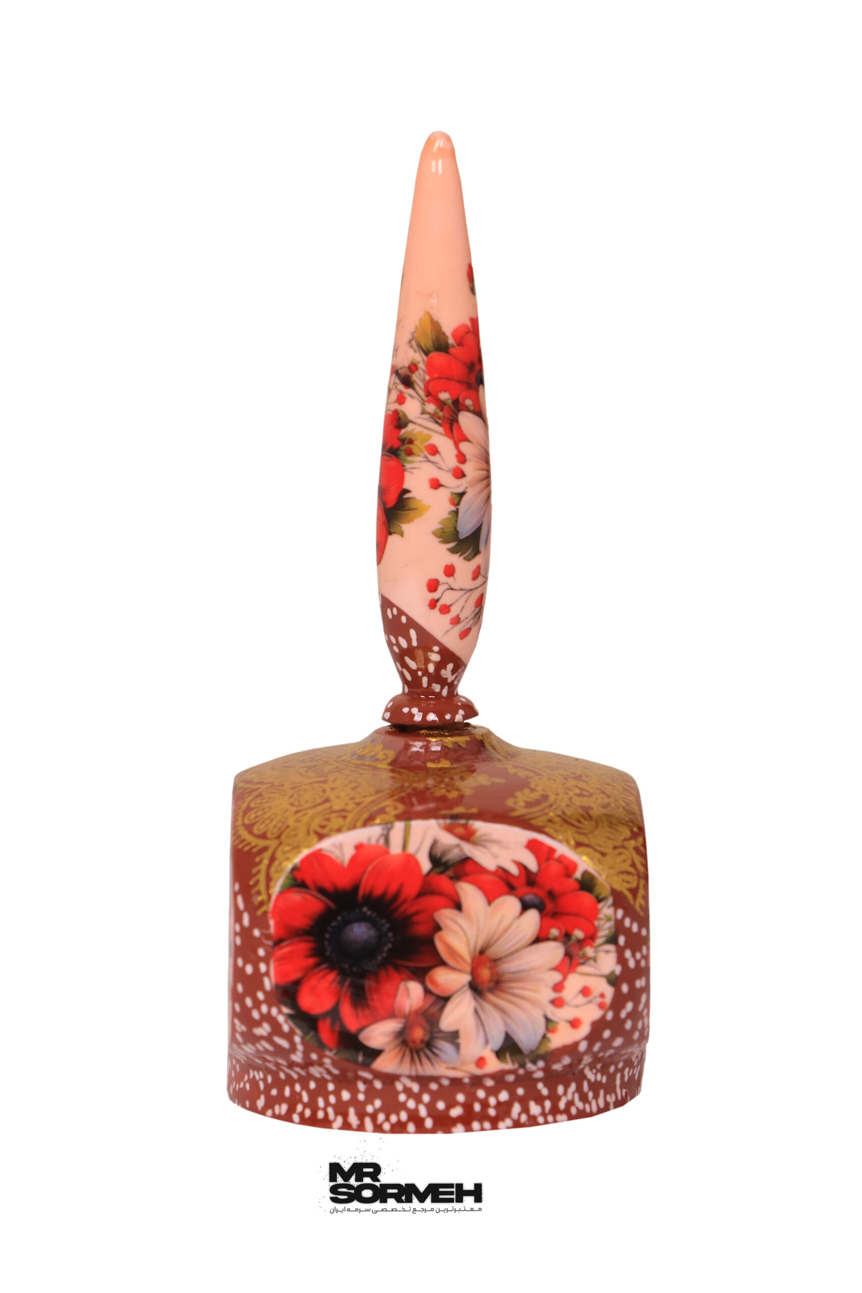 سرمه دان چوبی دکوپاژ طرح عقیق چهارتراش H-1027