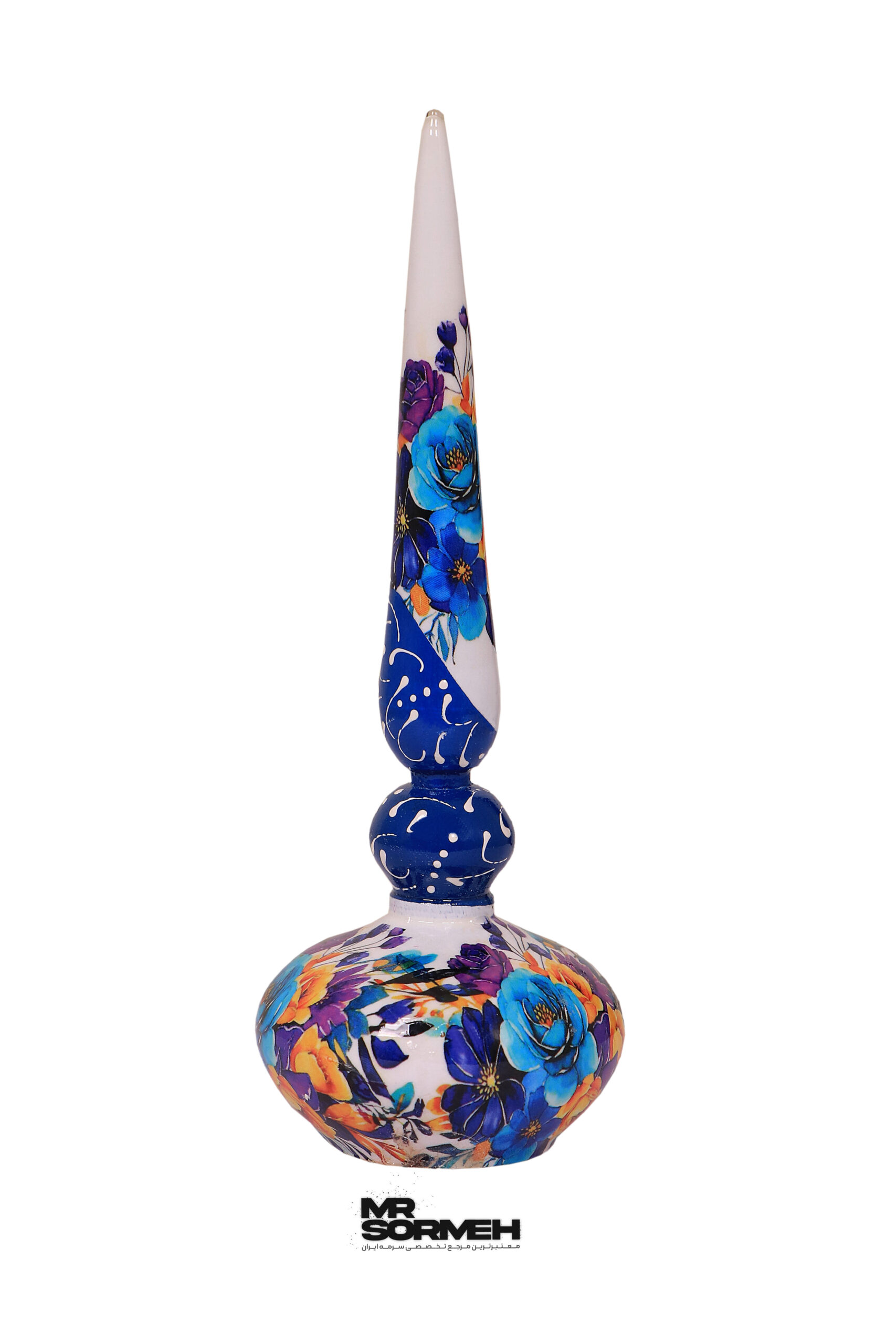 سرمه دان چوبی دکوپاژ رنگی طرح بهار H-1028