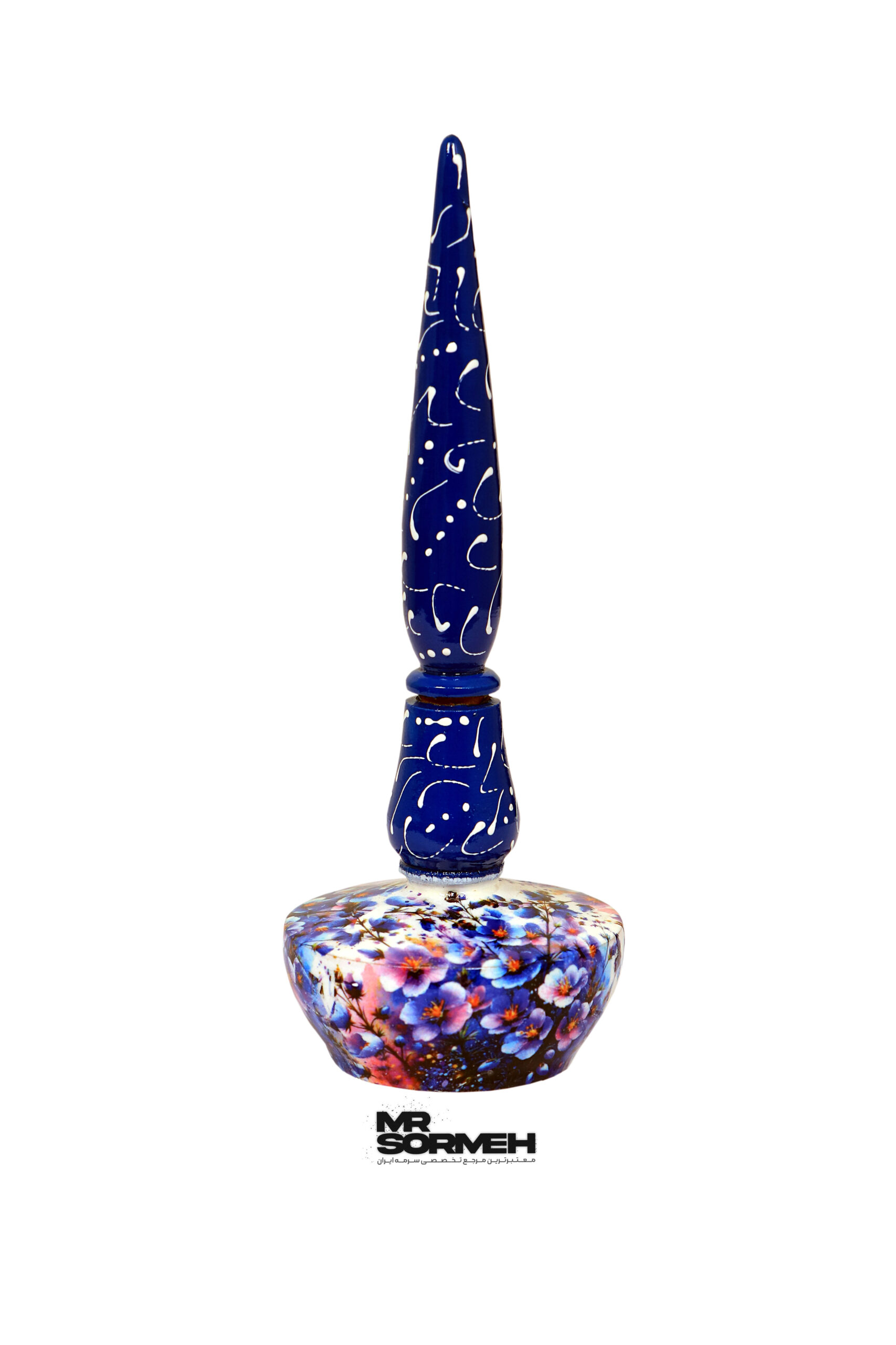 سرمه دان چوبی دکوپاژ رنگی طرح کاسه ای H-1031