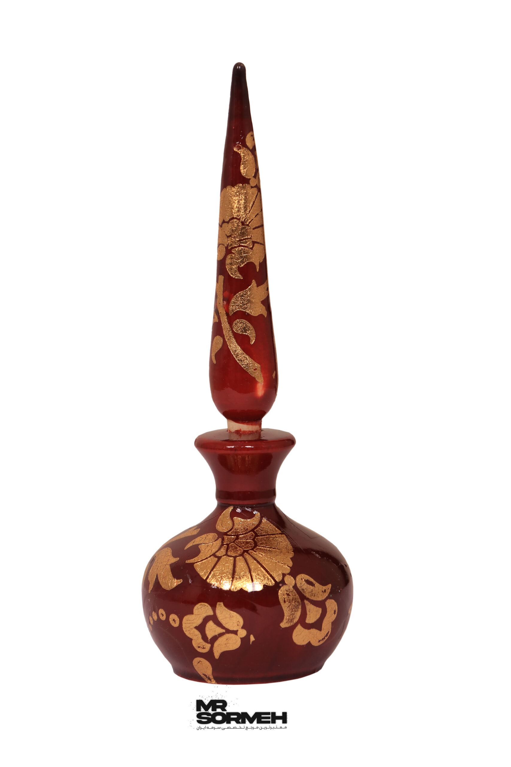 سرمه دان چوبی دکوپاژ طرح جگری طلاکوب H-1032