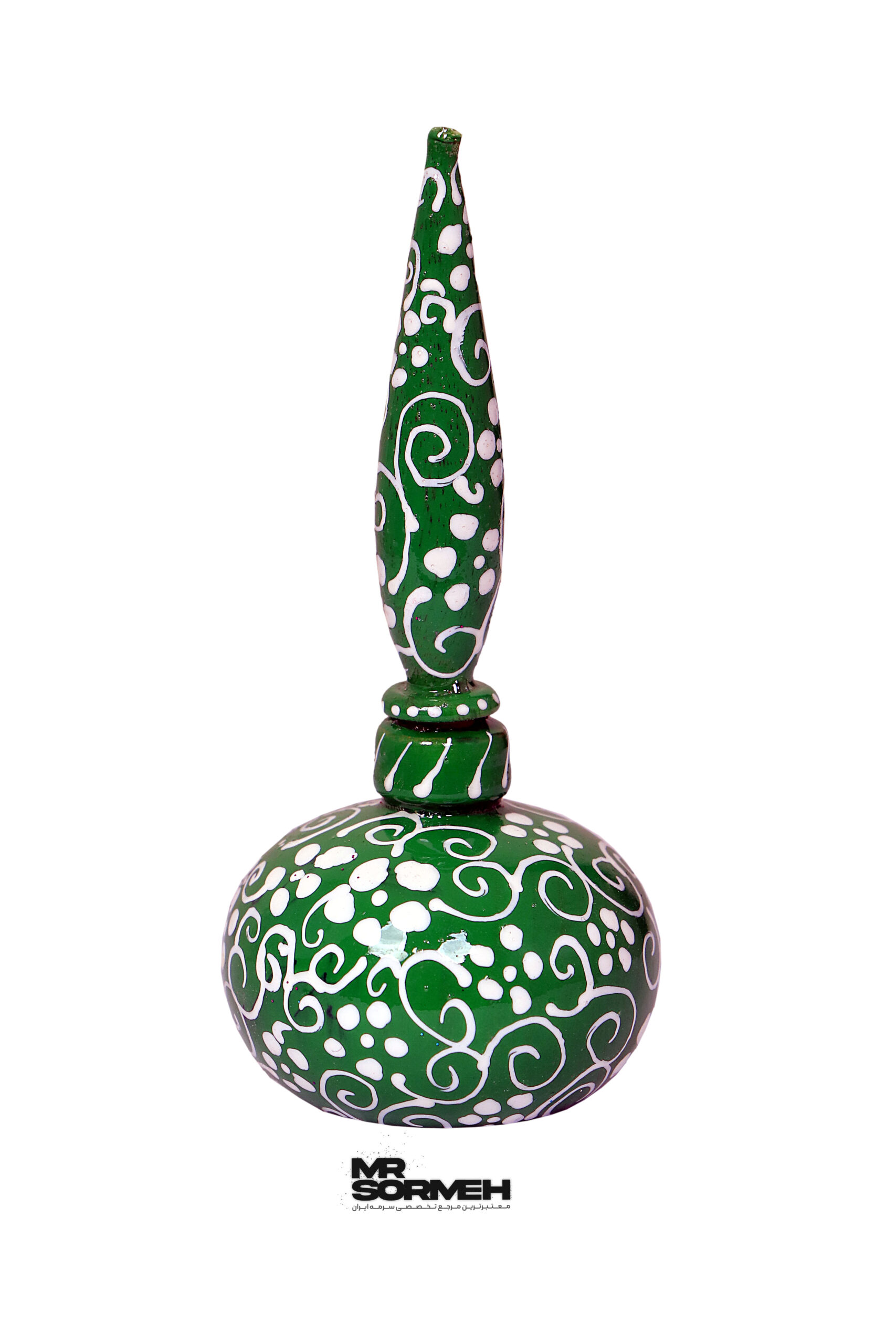 سرمه دان چوبی نقاشی طرح پیچک سبز H-1033