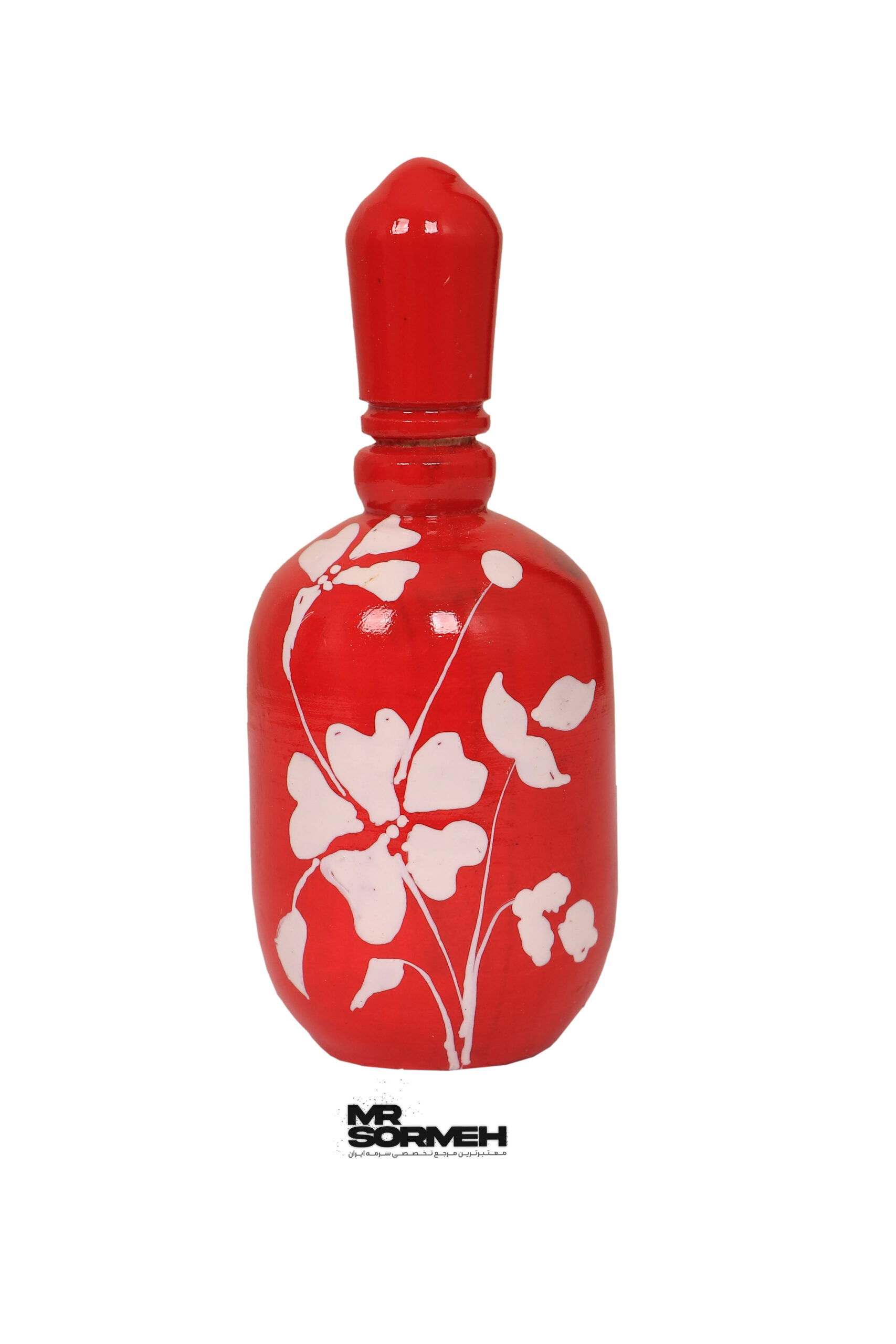 سرمه دان چوبی رومیزی نقاشی طرح گل سفید H-1046