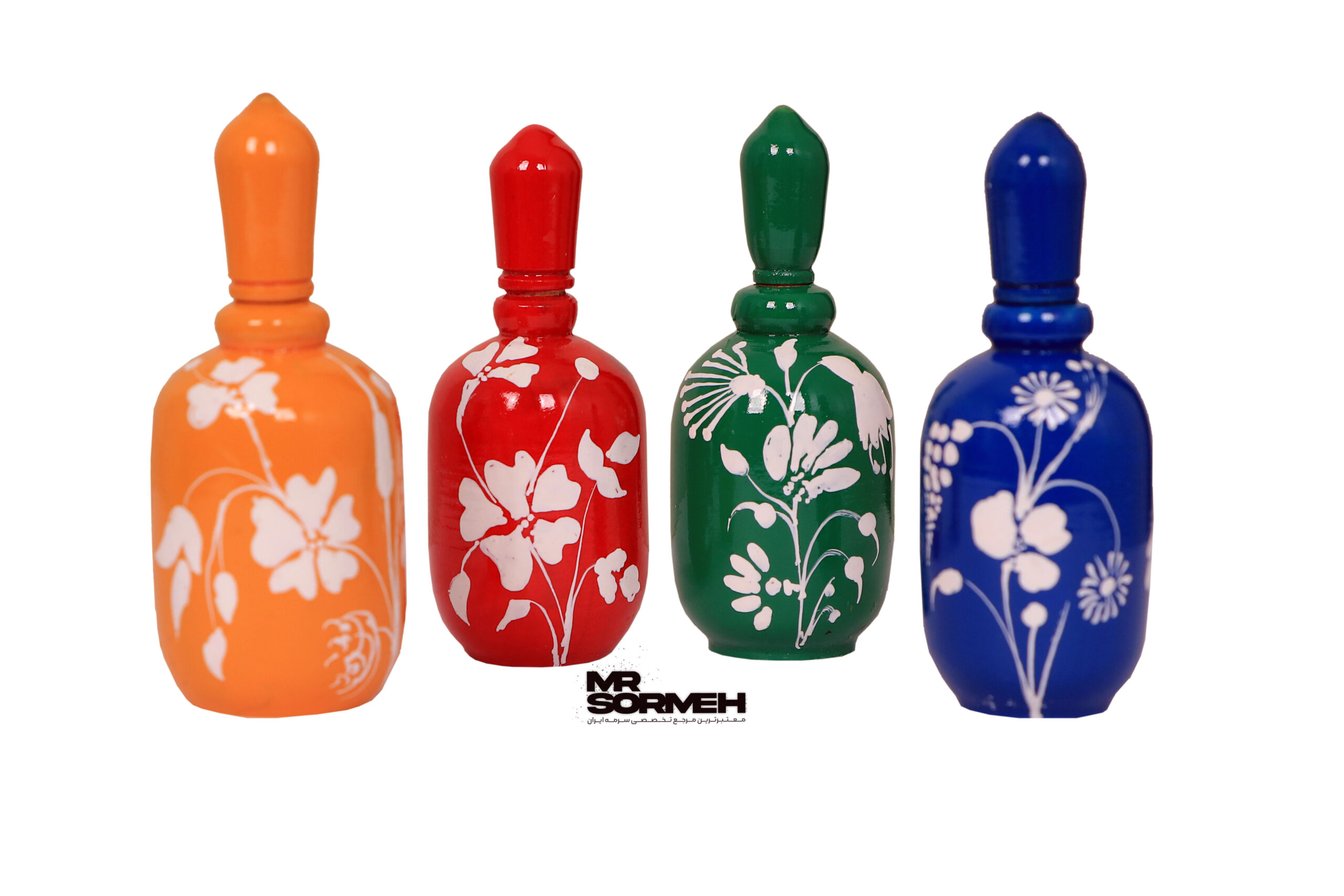 سرمه دان چوبی رومیزی نقاشی طرح گل سفید H-1046