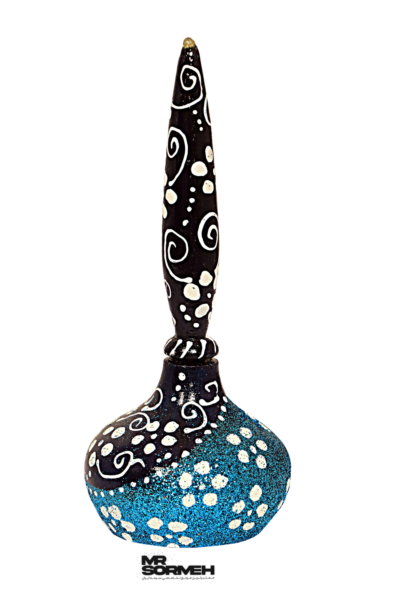 سرمه دان چوبی رومیزی نقاشی طرح اکلیلی دو رنگ H-1067